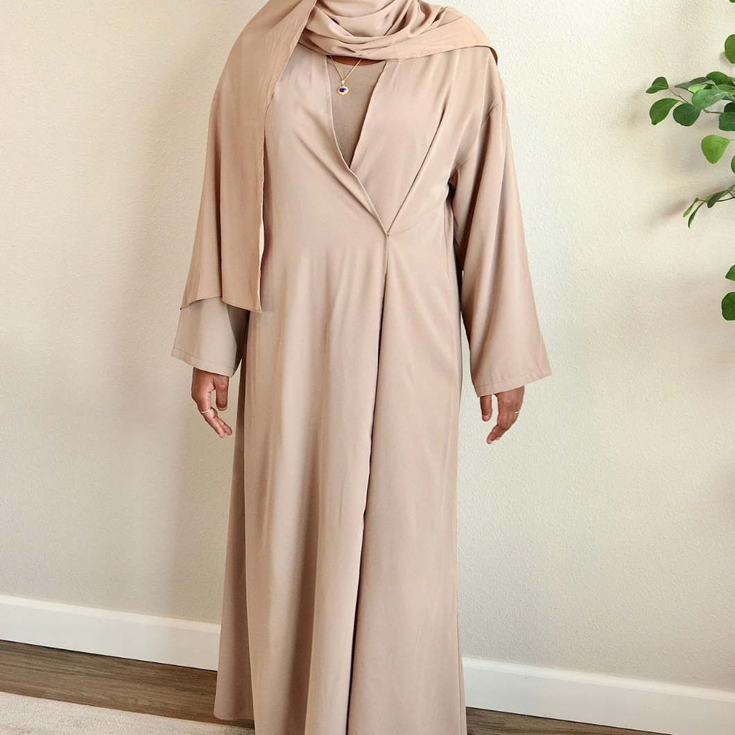 Classic Open Abaya - Taupe