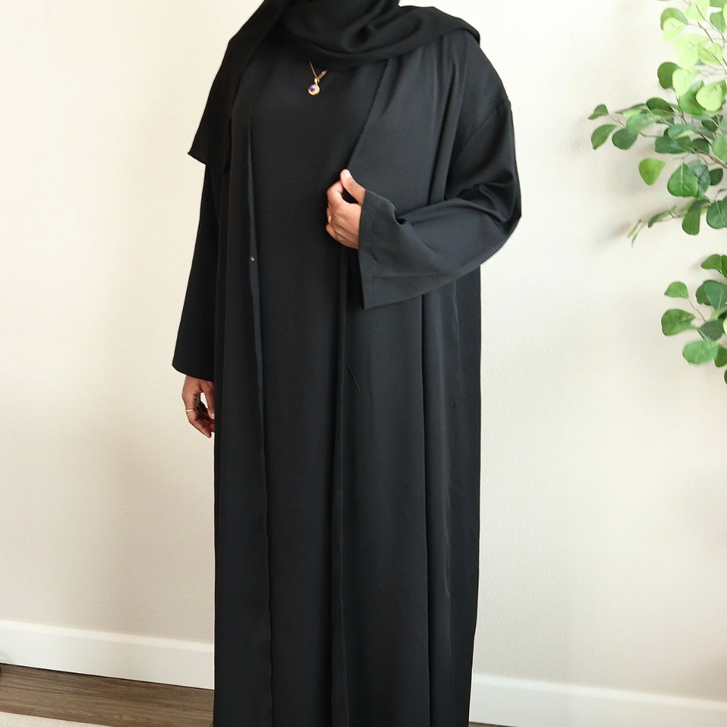 Classic Open Abaya - Black