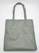 Load image into Gallery viewer, Back view of green zipper leather tote bag
